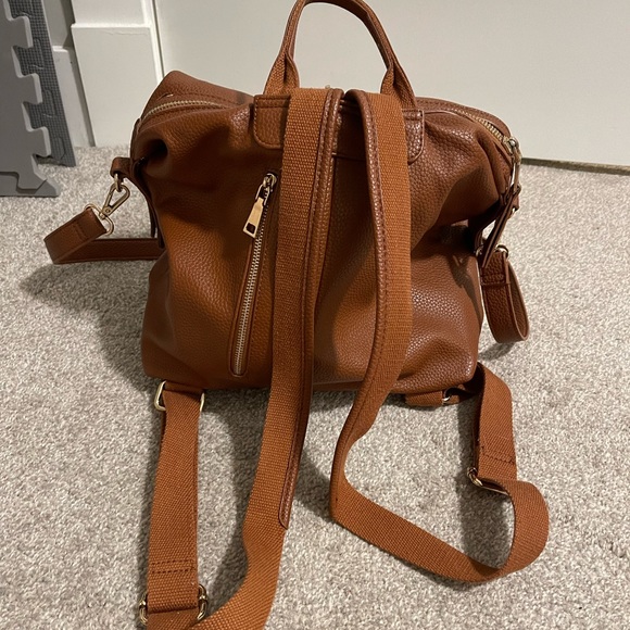Cognac Backpack Purse - Picture 2 of 5